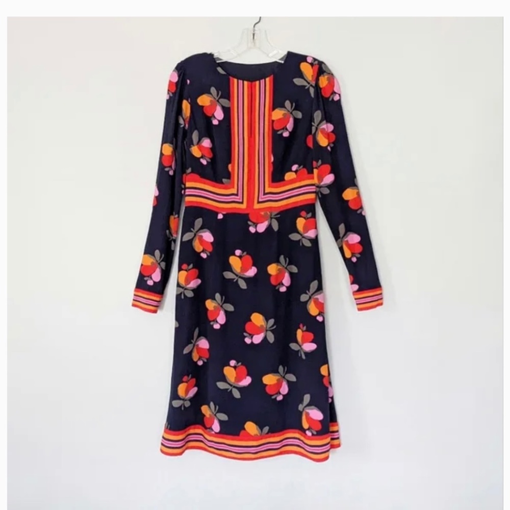 Boden Long Sleeve Knee Length Daisy Dress Navy Bloom Size 4